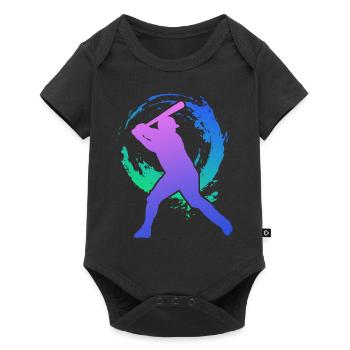 Baseball Fan Retro Vintage 80s 90s - Baby Premium Kurzarmbody - Schwarz - Vorne