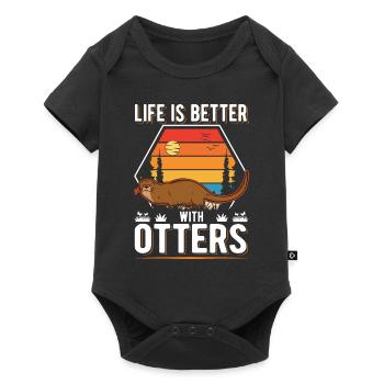 La vie est meilleure avec Otters Otter Sea Otter - Body à manches courtes Premium Bébé - noir - Devant