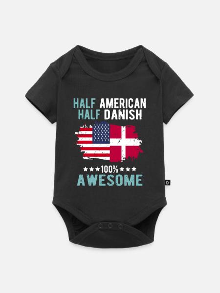 Halb Amerikaner Halb Däne - Baby Premium Kurzarmbody - Schwarz