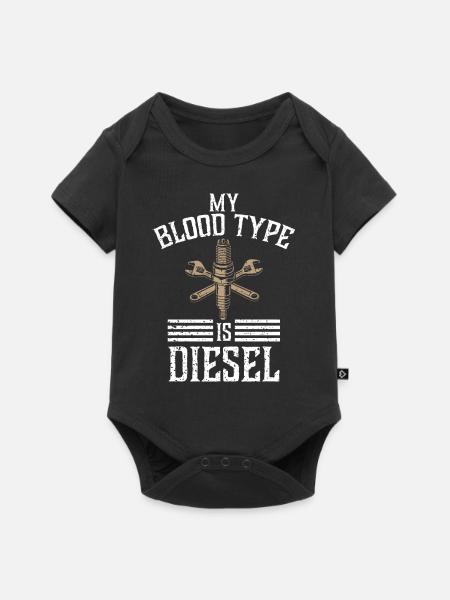 Meine Blutgruppe Ist Diesel, LKW-Fahrer - Baby Premium Kurzarmbody - Schwarz