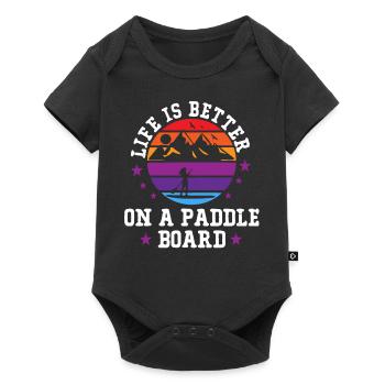 Das Leben Ist Besser Auf Einem Paddelbrett, SUP - Baby Premium Kurzarmbody - Schwarz - Vorne