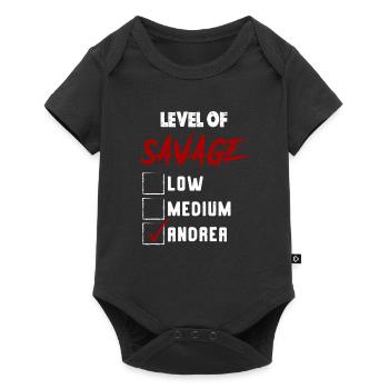 Level of Savage: ANDREA Checkmark Novelty Custom N - Baby Premium Kurzarmbody - Schwarz - Vorne