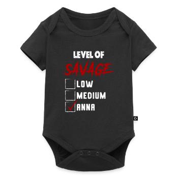 Level of Savage: ANNA Checkmark Novelty Custom Nam - Baby Premium Kurzarmbody - Schwarz - Vorne
