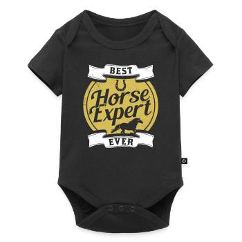 Bester Pferdeexperte Aller Zeiten Reiten Pferd - Baby Premium Kurzarmbody - Schwarz - Vorne