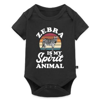 Zebra Tshirt in Afrika Pferd Safari - Baby Premium Kurzarmbody - Schwarz - Vorne