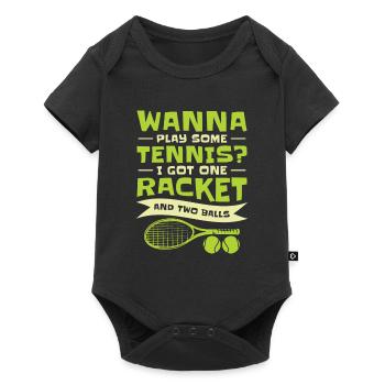 Joueur de tennis Raquette de tennis Balle de tennis - Body à manches courtes Premium Bébé - noir - Devant