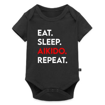 manger du sommeil aïkido répéter - Body à manches courtes Premium Bébé - noir - Devant