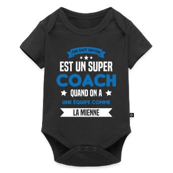 On Sait Qu'on Est Un Super Coach - Body à manches courtes Premium Bébé - noir - Devant