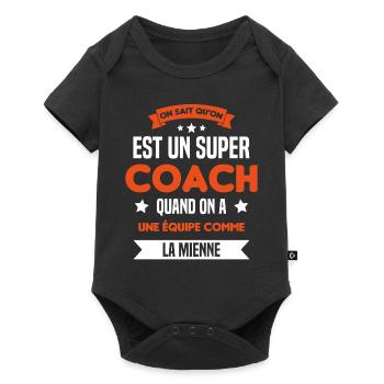 On Sait Qu'on Est Un Super Coach - Body à manches courtes Premium Bébé - noir - Devant