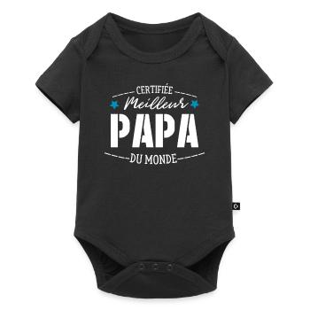 Certifié Meilleur Papa Du Monde, Idée Cadeau Père - Body à manches courtes Premium Bébé - noir - Devant