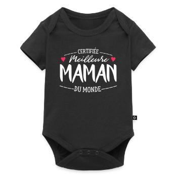 Certifiée Meilleure Maman Du Monde, Idée Cadeau - Body à manches courtes Premium Bébé - noir - Devant
