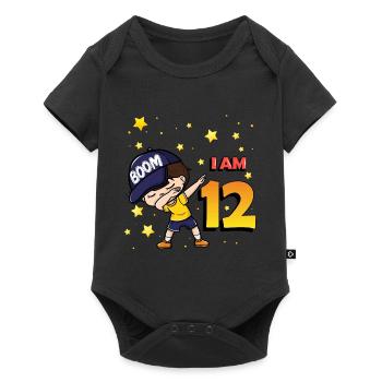 Boom J’ai 12 | Anniversaire Garçon | Fête du 12e anniversaire - Body à manches courtes Premium Bébé - noir - Devant
