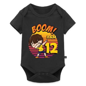 Boom J’ai 12 | Anniversaire Garçon | Fête du 12e anniversaire - Body à manches courtes Premium Bébé - noir - Devant