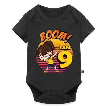 Boom I'm 9 | Birthday Girl | 9th Birthday Party - Baby Premium short-sleeve bodysuit - black - Front