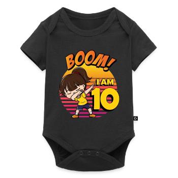 Boom I'm 10 | Birthday Girl | 10th Birthday Party - Baby Premium short-sleeve bodysuit - black - Front