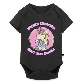 Dieses Einhorn Geht Zur Schule - Einhorn Schüler - Baby Premium Kurzarmbody - Schwarz - Vorne