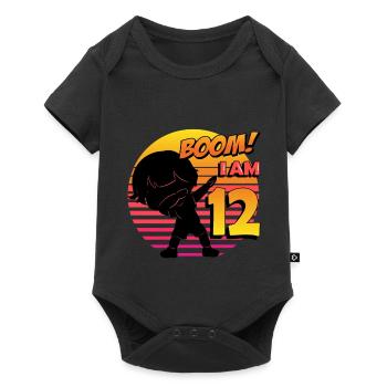 Boom J’ai 12 | Anniversaire Garçon | Fête du 12e anniversaire - Body à manches courtes Premium Bébé - noir - Devant