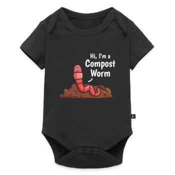 Hello I'm a compost worm Nice compost worm - Baby Premium short-sleeve bodysuit - black - Front