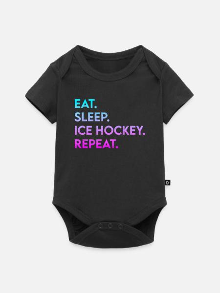eat sleep ice hockey repeat - Baby Premium Kurzarmbody - Schwarz