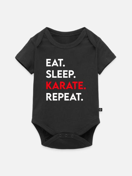 eat sleep karate repeat - Baby Premium Kurzarmbody - Schwarz