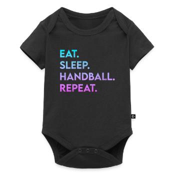 manger du sommeil handball répéter - Body à manches courtes Premium Bébé - noir - Devant