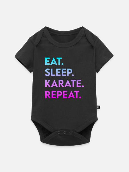 eat sleep karate repeat - Baby Premium Kurzarmbody - Schwarz