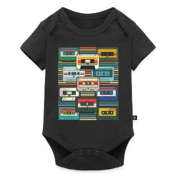 80s Music Lover Cadeau Cassette Rétro - Body à manches courtes Premium Bébé - noir - Devant
