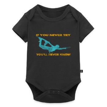 If you never try - you'll never know Lifestyle - Baby Premium short-sleeve bodysuit - black - Front