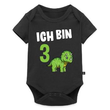 3 Geburtstag Dinosaurier 3 Jahre Alt Geschenk - Baby Premium Kurzarmbody - Schwarz - Vorne