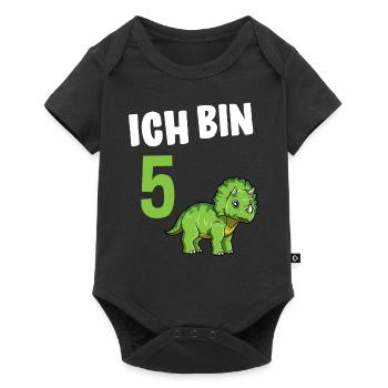 5 Geburtstag Dinosaurier 5 Jahre Alt Geschenk - Baby Premium Kurzarmbody - Schwarz - Vorne