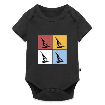 Carrés Planche à voile Vintage Rétro Planche à voile - Body à manches courtes Premium Bébé - noir - Devant