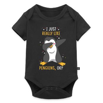Penguin Love Penguin Saying - Baby Premium short-sleeve bodysuit - black - Front