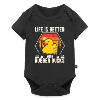 La vie est meilleure avec Rubber Ducks Rubber Duck - Body à manches courtes Premium Bébé - noir - Devant