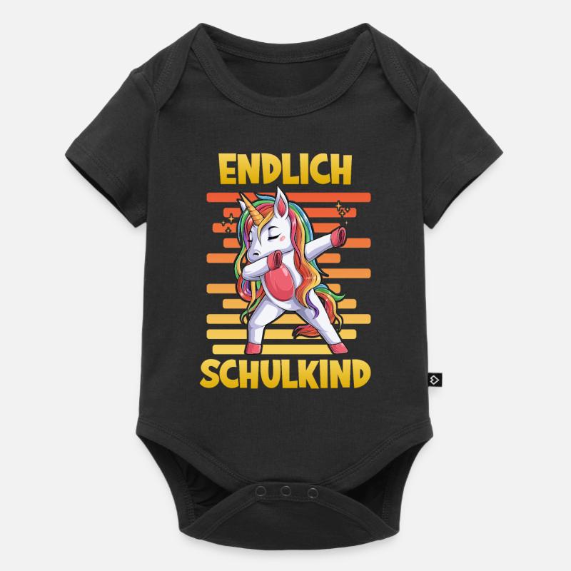 Endlich Schulkind Einhorn - Baby Premium Kurzarmbody - Schwarz
