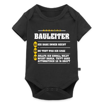 BAULEITER IMMER IM RECHT - Baby Premium Kurzarmbody - Schwarz - Vorne