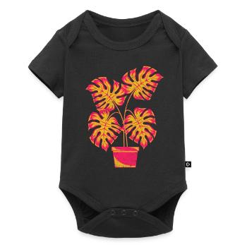 Tropical Houseplant Gardener Gift Monstera - Baby Premium short-sleeve bodysuit - black - Front