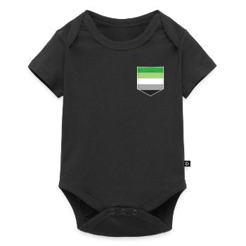 LGBTQ Aromantic Pride Flag Pocket - Baby Premium Kurzarmbody - Schwarz - Vorne