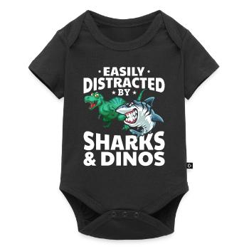Great White Shark Dino I am easily blown away by sharks - Baby Premium short-sleeve bodysuit - black - Front