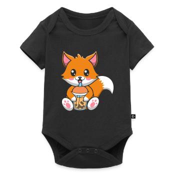 Bubble Milk Tea Fox drinks Boba milk tea - Baby Premium short-sleeve bodysuit - black - Front
