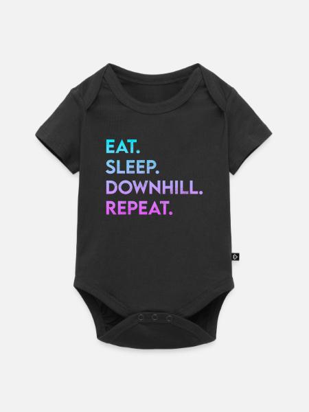 eat sleep downhill repeat - Baby Premium Kurzarmbody - Schwarz