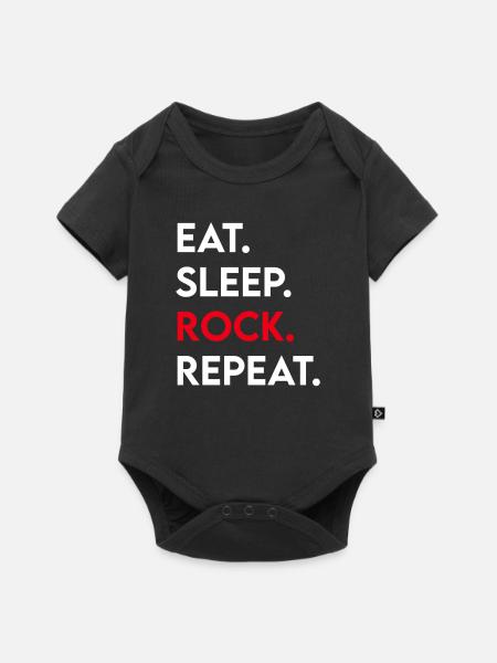 eat sleep rock repeat - Baby Premium Kurzarmbody - Schwarz