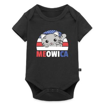 Chat pour le quatrième de juillet drapeau américain Meowica - Body à manches courtes Premium Bébé - noir - Devant