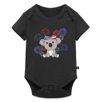 4th of July american Koala kids usa feuerwerk - Baby Premium Kurzarmbody - Schwarz - Vorne