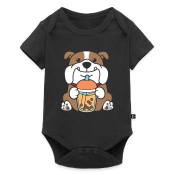 Bubble Milk Tea Deutsch Bulldog Drinking Boba Tea - Baby Premium short-sleeve bodysuit - black - Front