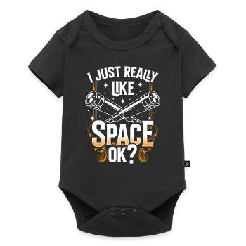 Ich Mag Einfach Den Weltraum Ok? Teleskop Sterne - Baby Premium Kurzarmbody - Schwarz - Vorne
