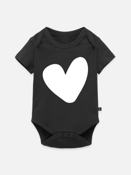 Weisses Herz Einfaches Design - Baby Premium Kurzarmbody - Schwarz