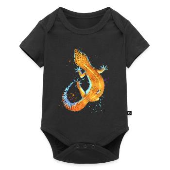 Leopard Gecko Reptile Keeper Aquarell Gecko Fan - Baby Premium Kurzarmbody - Schwarz - Vorne