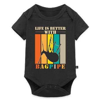 Bagpipe musician musical instrument - Baby Premium short-sleeve bodysuit - black - Front