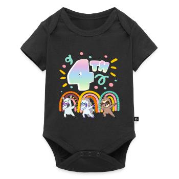 4th Birthday Dabbing Llama Unicorn Sloth | 4. - Baby Premium short-sleeve bodysuit - black - Front