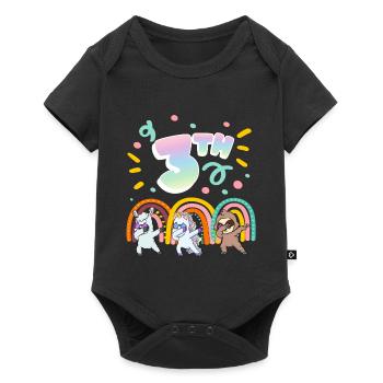 3rd Birthday Dabbing Llama Unicorn Sloth | 3rd - Baby Premium short-sleeve bodysuit - black - Front